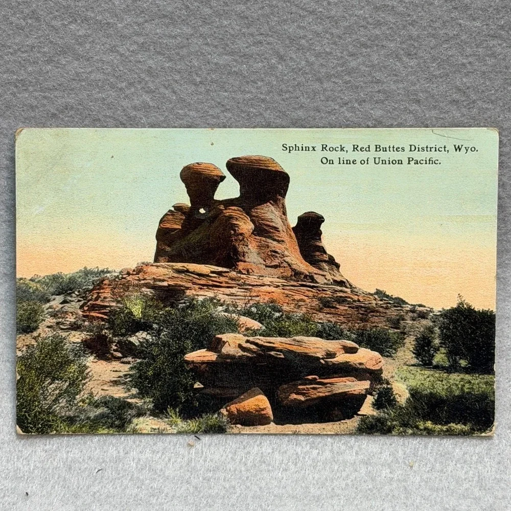 Sphinx Rock Red Buttes District Wyoming Union Pacific Railway Line 1913 POSTCARD
